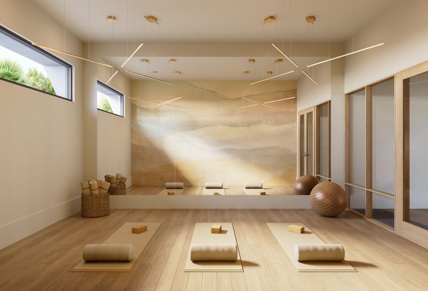 yoga studio at miraluna luxury apartments las vegas